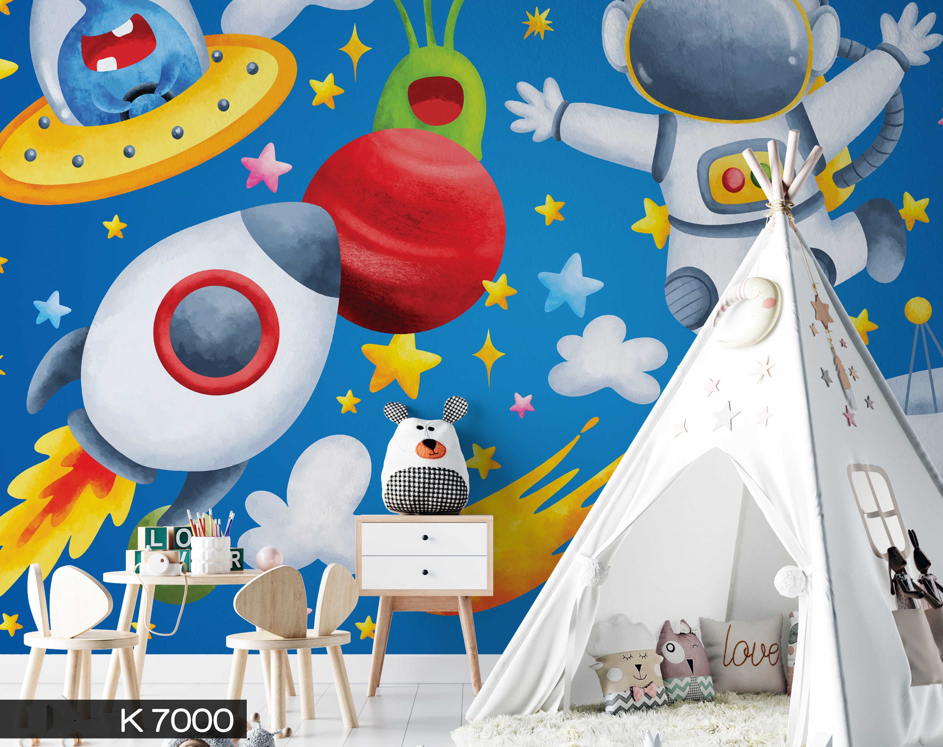 Space Astronaut Wallpaper Kids Room Peel and Stick Removable Self ...