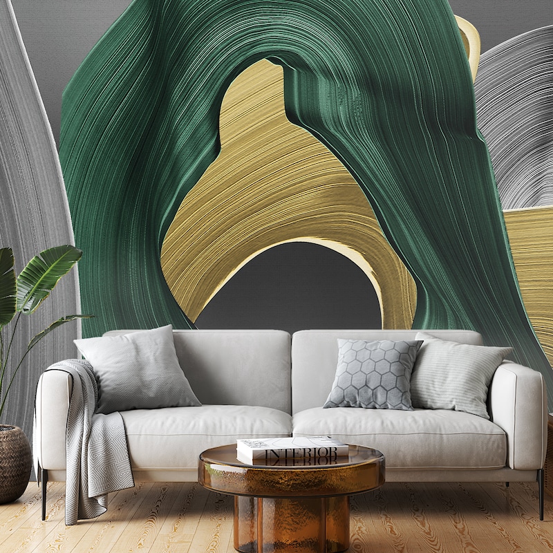 Green Geometric Wallpaper - Etsy