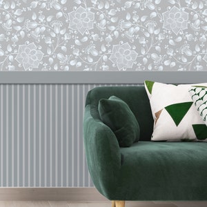 Minimal Gray Wallpaper, Floral Peel and Stick Lines Trend Geometric Wallpaper, Modern Wall Mural, Self-Adhesive Wall Covering, Removable