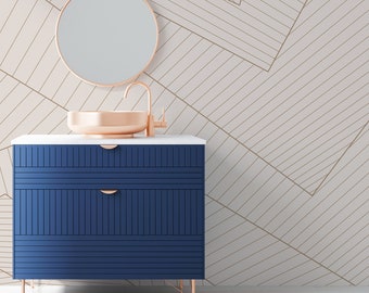 Beige Lines Geometric Wallpaper: Modern Peel and Stick Wall Mural