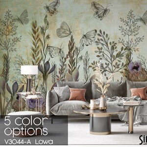 Tropical Leaf Wallpaper: Vintage Rustic Peel and Stick Wall Mural