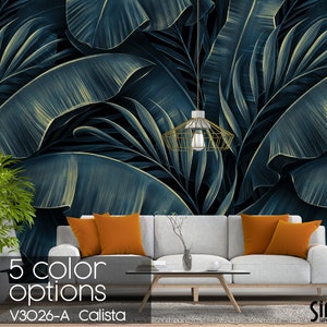 Tropical Leaf Wallpaper Mural: Peel and Stick Forest Wall Covering
