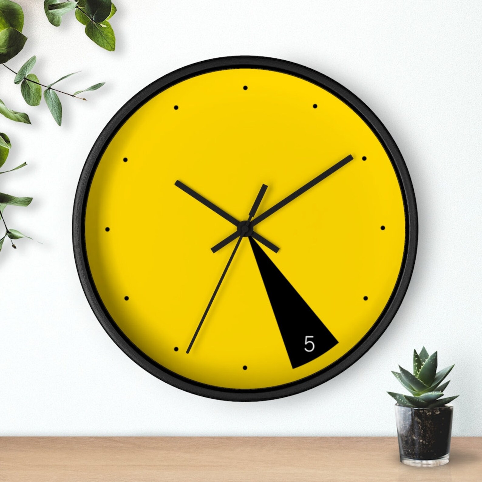 Yellow Wall Clock Home Art Modern Living Room Kitchen Etsy