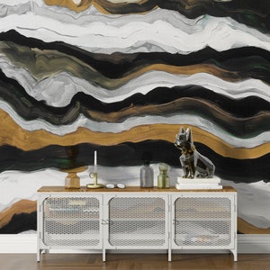 Abstract Wallpaper Peel and Stick Wall Murals, Brown Wallpaper, Trend Geometric Self Adhesive Wall Covering, Removable Wallpaper