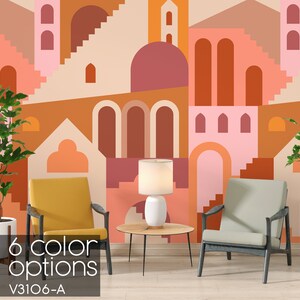 Retro Geometric Wallpaper: Peel and Stick Wall Mural