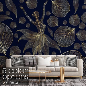 Gold Leaf Wallpaper: Flowing Wall Murals, Peel and Stick