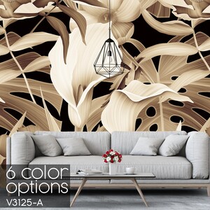 Mysterious Jungle Abstract Floral Peel and Stick Wallpaper – Boho Chic Self Adhesive Wall Mural for Easy Install