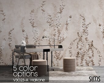 Flower Wallpaper, Leaf Wall Mural, Wall Covering, Peel and Stick, Wall Decor, for Living Room, for Bedroom, for Kitchen, Home Decor