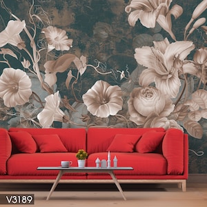 Floral Vintage Peel and Stick Wallpaper: Removable Wall Mural
