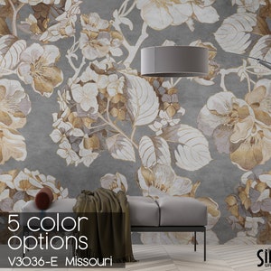 Tropical Floral Peel and Stick Wallpaper: Vintage Leaf Wall Mural
