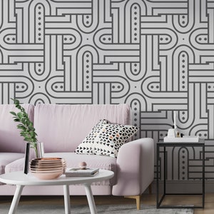 Gray Geometric Wallpaper: Nordic Peel and Stick Wall Mural
