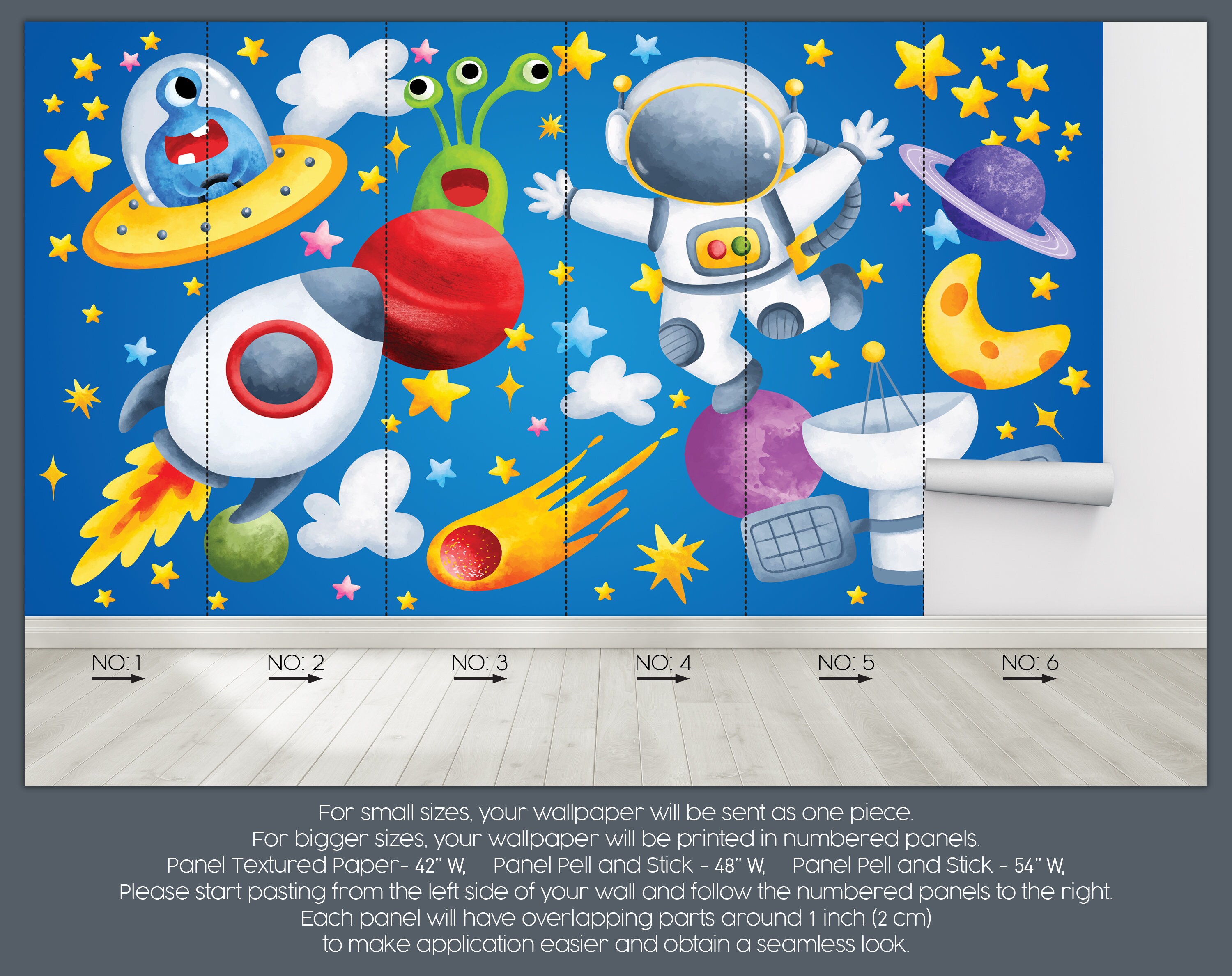 Space Astronaut Wallpaper Kids Room Peel and Stick Removable Self ...