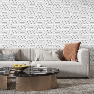 Geometric Removable Wallpaper: Gray Modern Peel and Stick Wall Mural