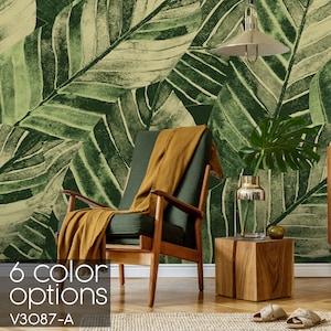 Green Palm Leaf Wallpaper: Peel and Stick DIY Decor