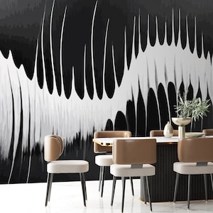 Black and White Wallpaper, Geometric Abstract Wall Mural, For Livingroom Wall Covering, Peel and Stick, Fabric Wallpaper