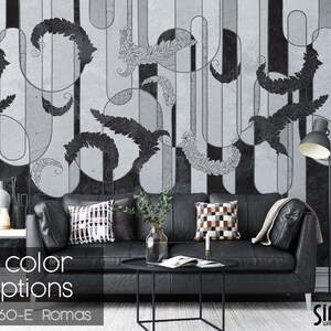 Removable Retro Wallpaper, Marble Design Peel and Stick, Trend Lines Wall Mural, Self Adhesive Wall Covering