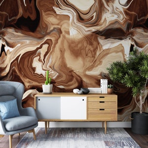 Peel and Stick Wall Murals, Brown Wallpaper, Trend Geometric Self Adhesive Wall Covering, Office Removable Wallpaper,