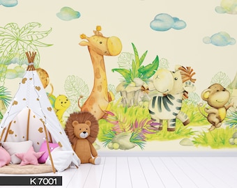 Forest Animals Kids Room Wallpaper: Peel and Stick Wall Mural