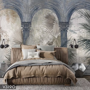 Antique Tropical Leaf Wallpaper, Peacock Peel and Stick Wall Murals, Self Adhesive Wall Covering, Removable Wallpaper, for Office Bedroom