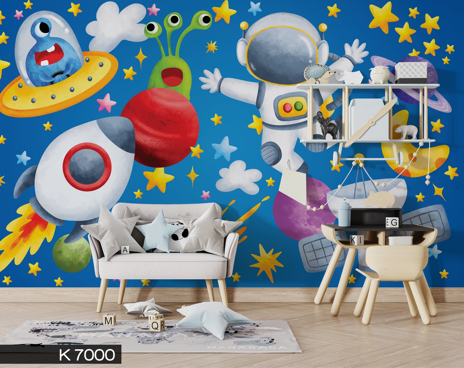 Space Astronaut Wallpaper Kids Room Peel and Stick Removable Self ...