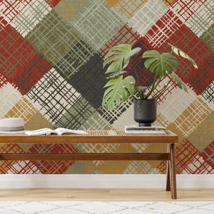 African Wallpaper Ethnic  Peel and Stick Stickable Wallpaper, Self-Adhesive Wall Murals, Geometric Pattern, Perfect for Bedroom or Bathroom