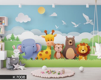 Forest Animals Wallpaper: Kids Room Peel and Stick Wall Mural