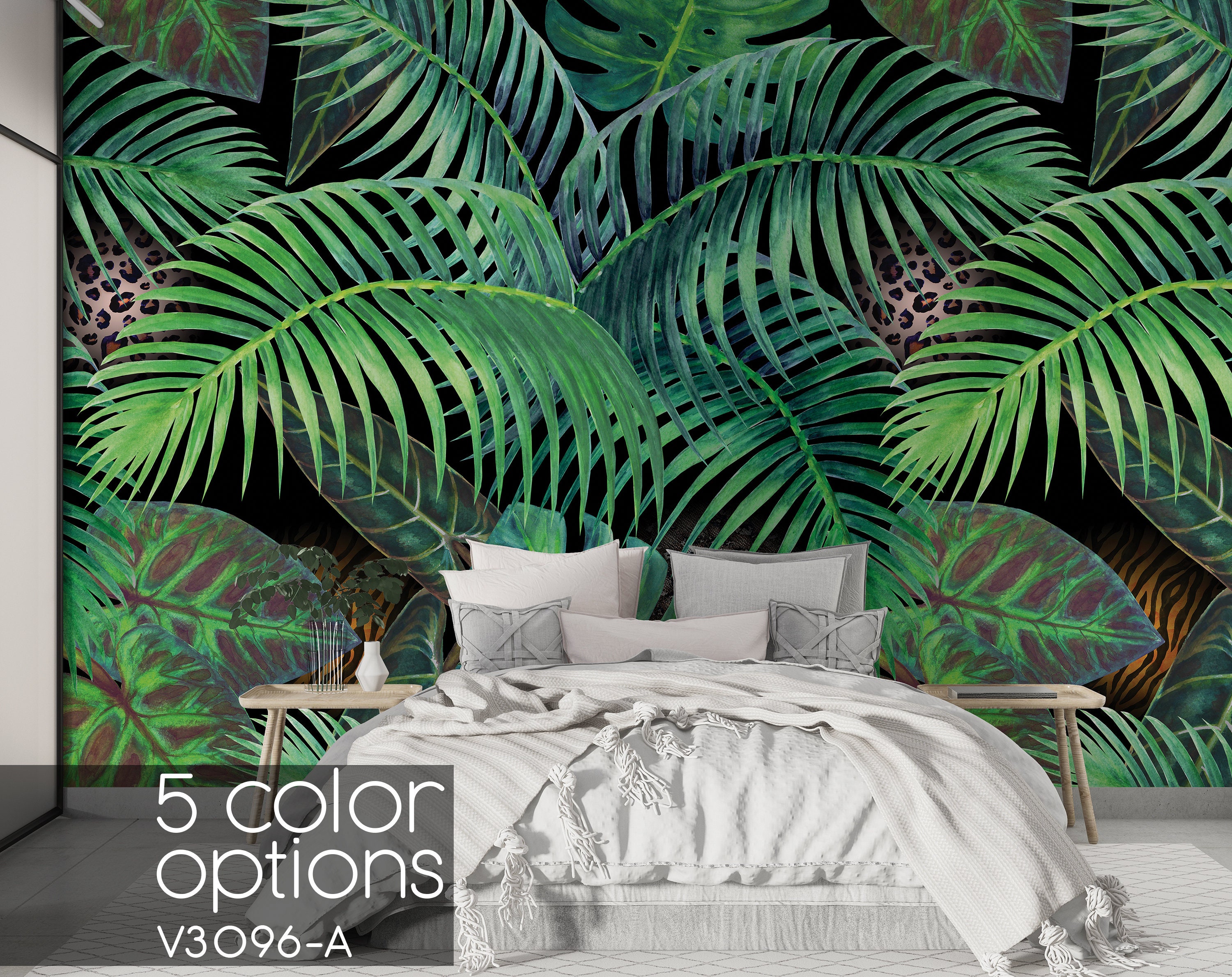 Jungle Leaves Wallpaper: Tropical Peel and Stick Wall Decor - Etsy