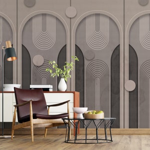Retro Geometric Arch Wallpaper: Peel and Stick Wall Mural