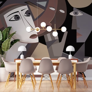 Retro Brown Geometric Wallpaper: Self Adhesive Peel and Stick Wall Mural
