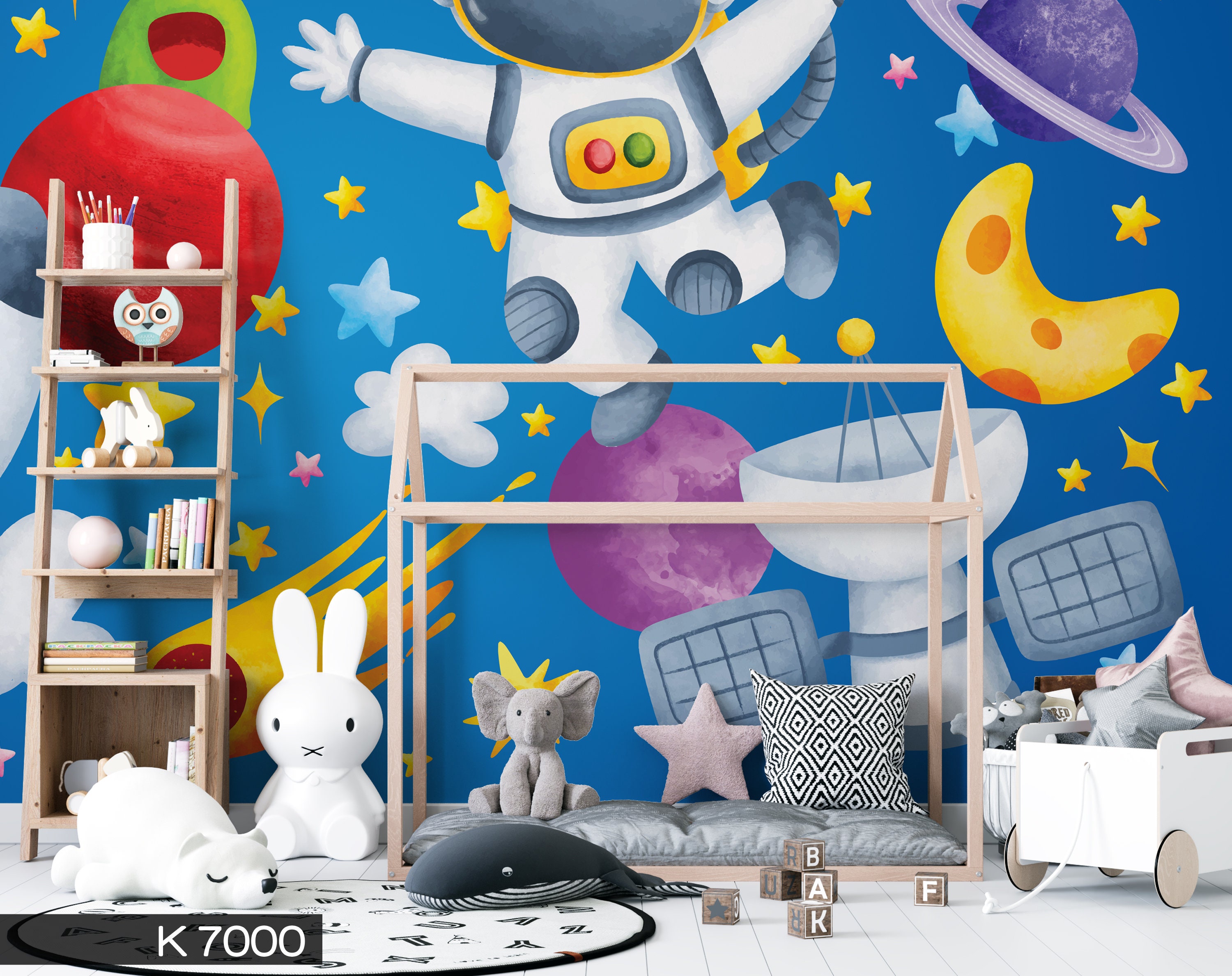 Space Astronaut Wallpaper Kids Room Peel and Stick Removable Self ...