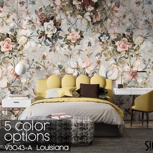 Vintage Floral Wallpaper: Rustic Peel and Stick Wall Mural