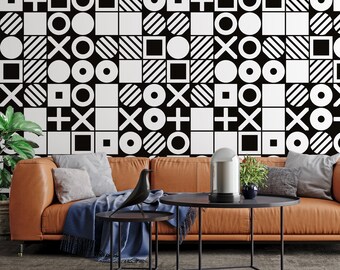 Black and White Geometric Peel and Stick Wallpaper