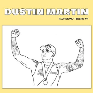 Colouring Page AFL Dustin Martin Richmond Tigers Boys | Etsy