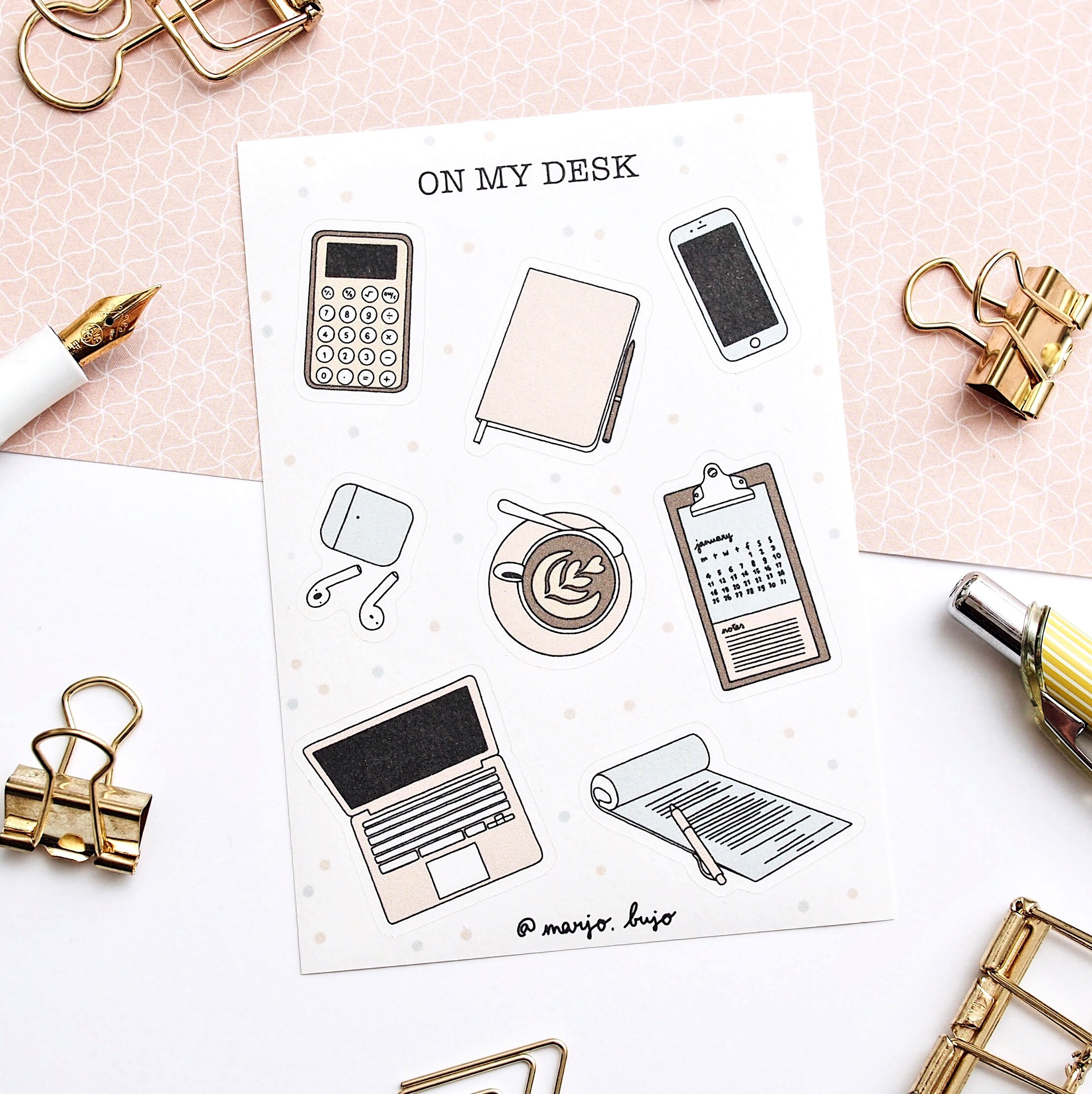 Printable Sticker Sheet On My Desk stickers sticker Etsy