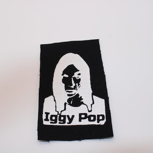 Patch de lona com o retrato de Iggy Pop – Patch clássico de proto-punk/The Stooges para costurar em coletes, jaquetas e bolsas.