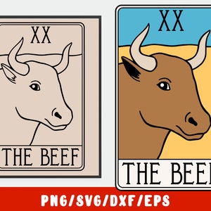 Beef SVG - Bull Tarot Karte - Kuh Steak