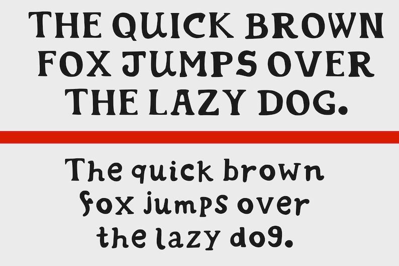 May include: A black and white image of the classic sentence "The quick brown fox jumps over the lazy dog." in two different fonts. The top sentence is in a bold, serif font and the bottom sentence is in a casual, cursive font.