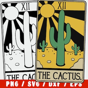 Cactus SVG - succulente carte de tarot coupe fichier - conception drôle d'amant de plante pour des projets de jardinage, Cricut & Silhouette