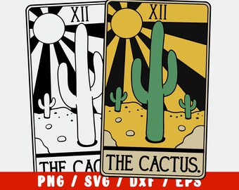 Cactus SVG – Archivo recortable de carta del tarot suculenta – Diseño divertido para amantes de las plantas para proyectos de jardinería, Cricut y Silhouette
