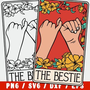 Besties SVG - Bester Freund Tarot Karten Clipart - Freundschaft svg png dxf eps - Lustiger Freund Geschenk SVG für Shirts, Tassen, Cricut & Silhouette