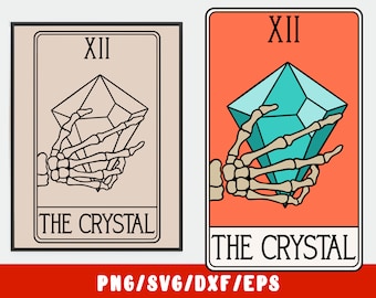 Crystal Svg - Funny Tarot Card - Celestial Boho Hippie Crystals Gems - Mystical Wicca Wiccan