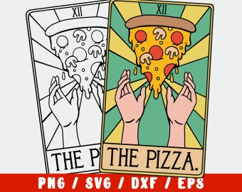 Pizza SVG Cut File - Tarot Card Svg - Pizza Slice Cut File Clipart (decal silhouette cricut iron on transfer on mug shirt fabric design)
