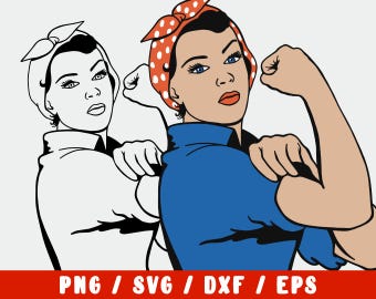 Rosie The Riveter SVG Cut File - Pin Up Feminist Vector (vinyl decal for silhouette cameo cricut iron on transfer mug shirt fabric design)