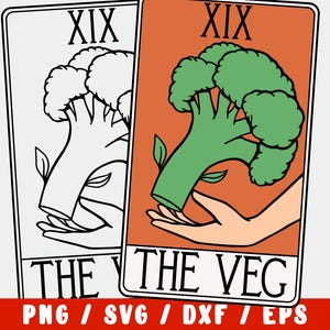 Brocoli végétalien SVG – Carte de tarot végétarienne pour un mode de vie sain – Aliments verts frais pour Cricut & Silhouette