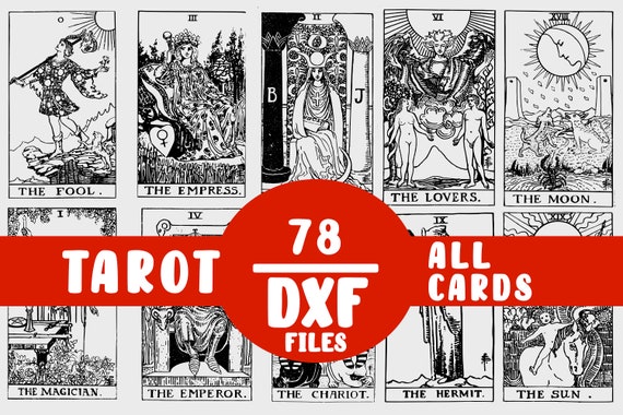 Tarot Cards DXF Printable Incl. Minor Arcana / Divination New Age For Shirts Wall Art - Corel Draw Cad Cut Files / Instant Download Print