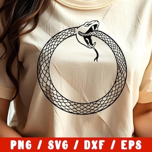 Ouroboros SVG - Drache Schlange Kreis PNG DXF - Alchemie mystisch (Aufkleber Silhouette Cameo Cricut Bügelbild Transferbecher Shirt Stoffdesign)