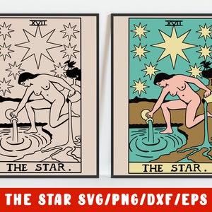 Tarot SVG PNG - The Star - Mystical Printable Divination New Age For Shirts Wall Art - Cricut Files / Instant Download Print