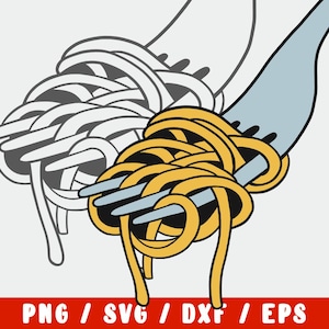 Pasta gesneden SVG-bestand - Food Restaurant Spaghetti afdrukbare (vinyl sticker voor silhouet cricut opstrijkbare transfer op mok shirt stof ontwerp)