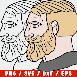 Meme SVG Schnittdatei - Ja Chad Printable - Nordischer Mann PNG Bart Barber Hairstylist Hipster (Vinyl Aufkleber Cameo Cricut Mug Shirt Stoffdesign)