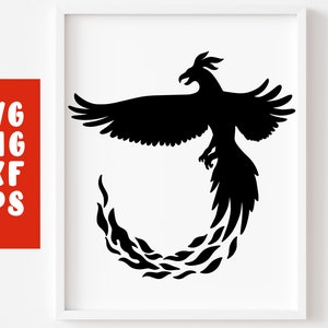 Phoenix SVG Clipart Png - Firebird - Bird Svg - Tribal Fire Bird (vinyl sticker silhouet cricut ijzer op transfer op mok shirt stof ontwerp)